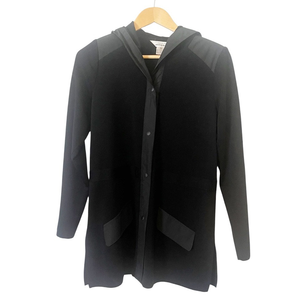 Misook Black Snap Up Hooded Long Sleeve Jacket Size XS‎